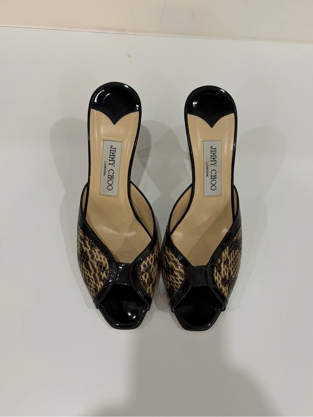 Jimmy Choo Black Patent & Leopard Print Open-Toe Mule